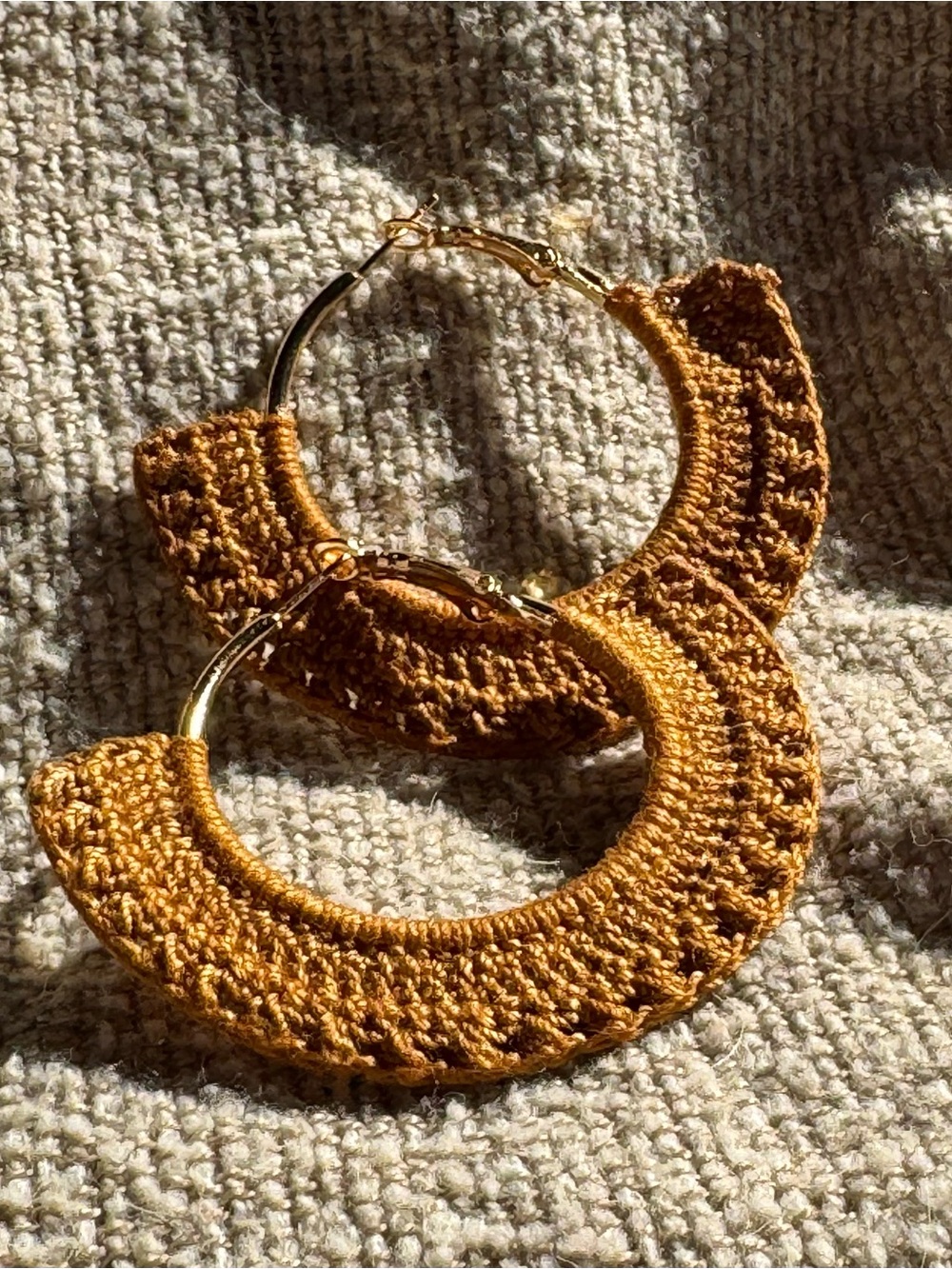 Handmade Marigold Crochet Hoop Earrings - Women Jewelry